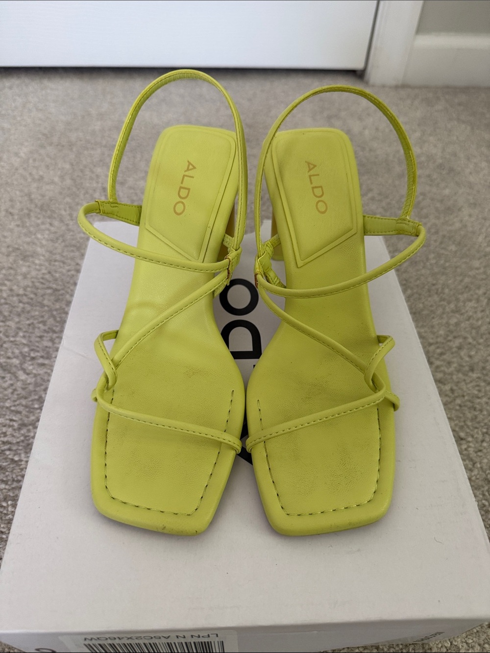ALDO Neon Lime Strappy Square-Toe Heels